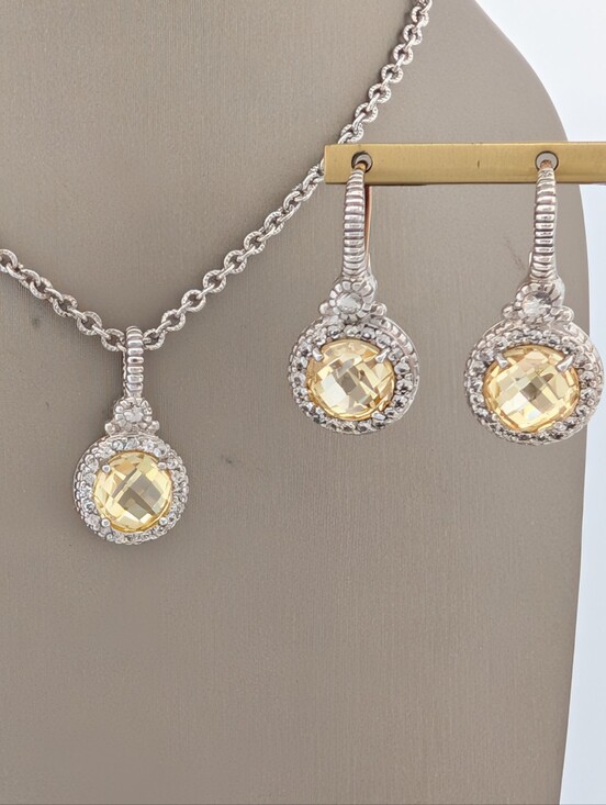 Judith Ripka Jewelry - NWT Sterling & 18k Judith Ripka Canary Crystal & White Sapphire Set